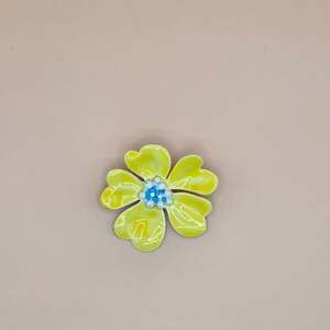 Vintage Yellow Enamel Flower Brooch Pin